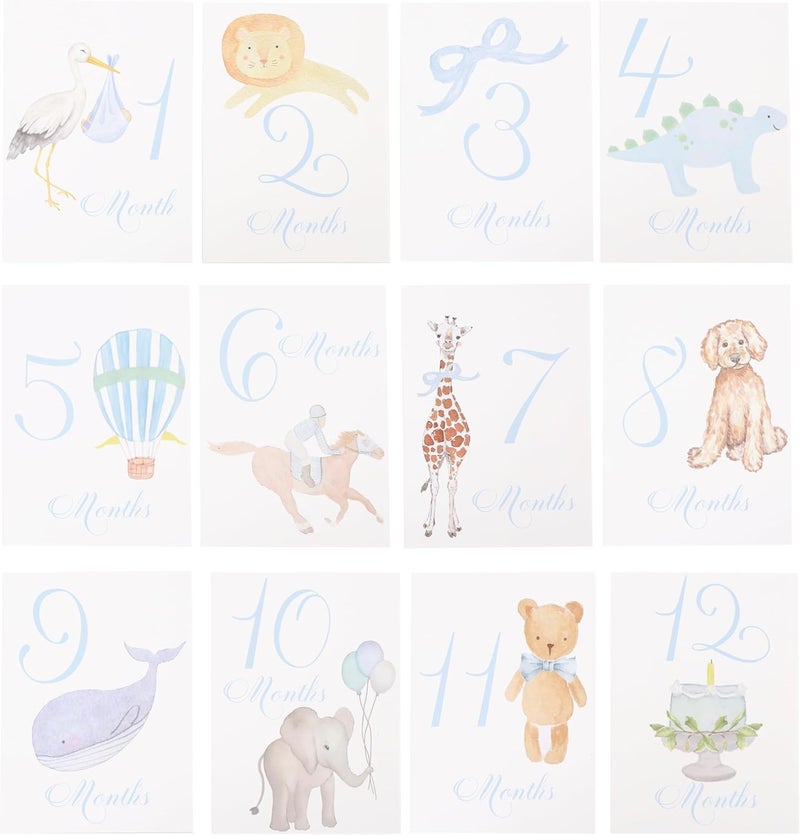 beaded Baby First Holiday Cards - First Year Cards,Monthly Milestone Baby Shower,Milestone Monthly Holiday Photo,Photo Props (blue) - Image 1